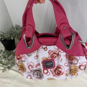 Y2K Pink Floral Mini Handbag Cute Small Shoulder Purse Faux Leather